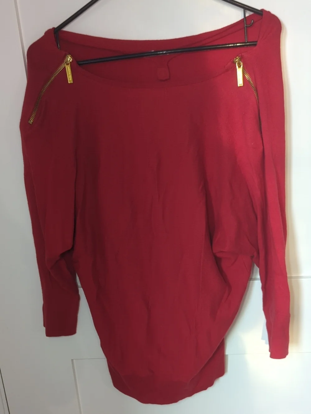 Michael Kors Off-the-Shoulder Red Lightweight Sweater